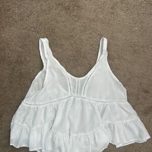 ! SOLD! Tree of Life White Ruffled Tank Top